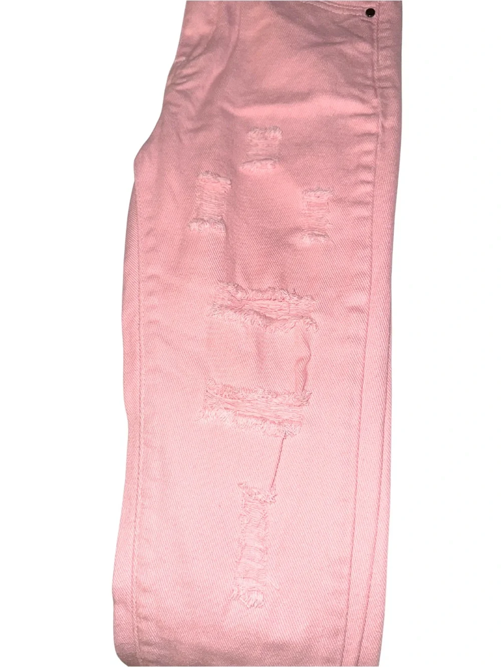 Girls Size 10 Pink Distressed Ripped Denim Jeans with Teddy Bear Patch Cute Kids